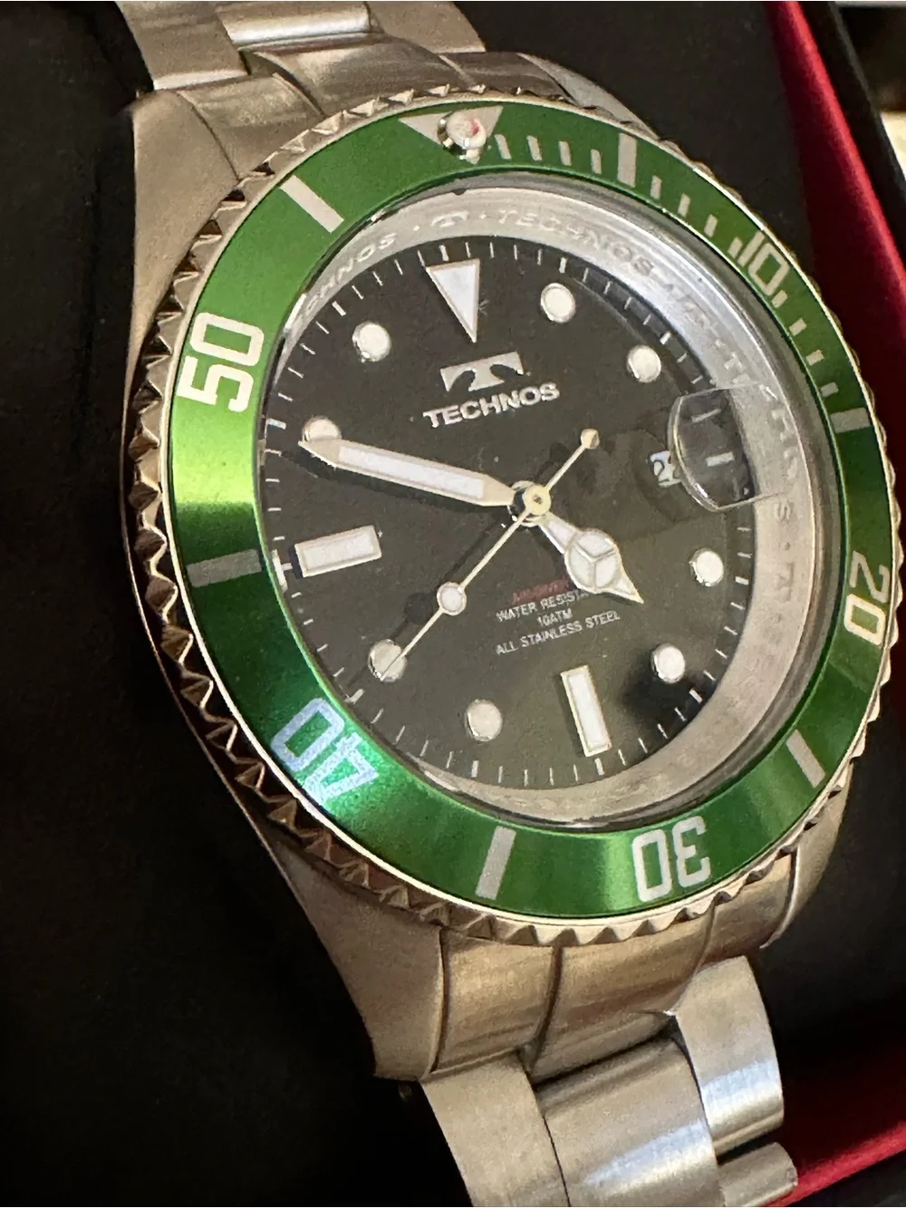 Men’s Dive Watch - Green Bezel, Stainless Steel